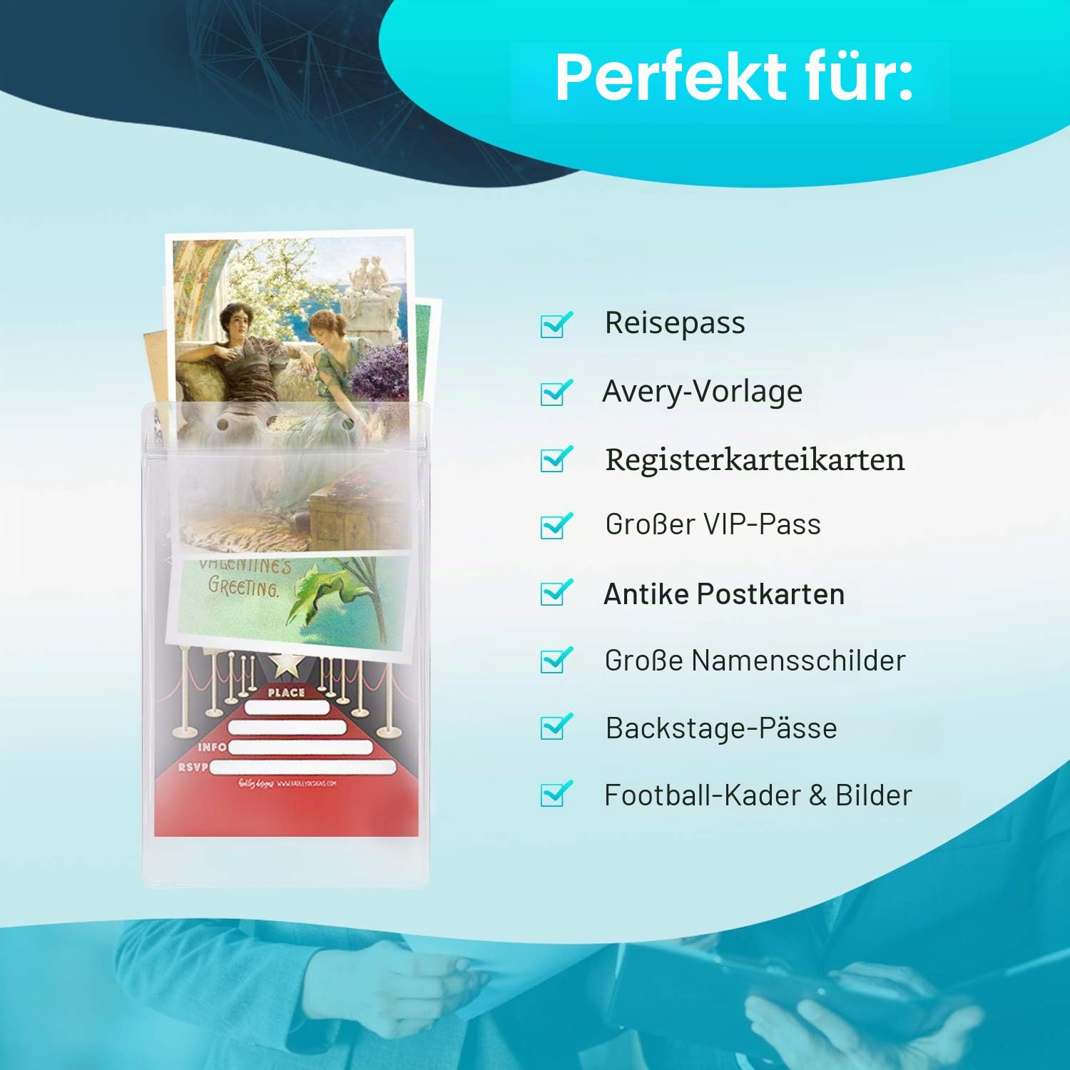 Fushing 100 PCS Klar Wasserdicht Plastikabzeichenhalter Namensschild Abzeichen ID-Kartenhalter (XXL)