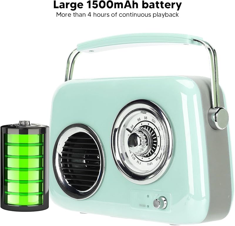 Zunate Retro Bluetooth Hangszóró Vintage Stílusú Hordozható Zöld