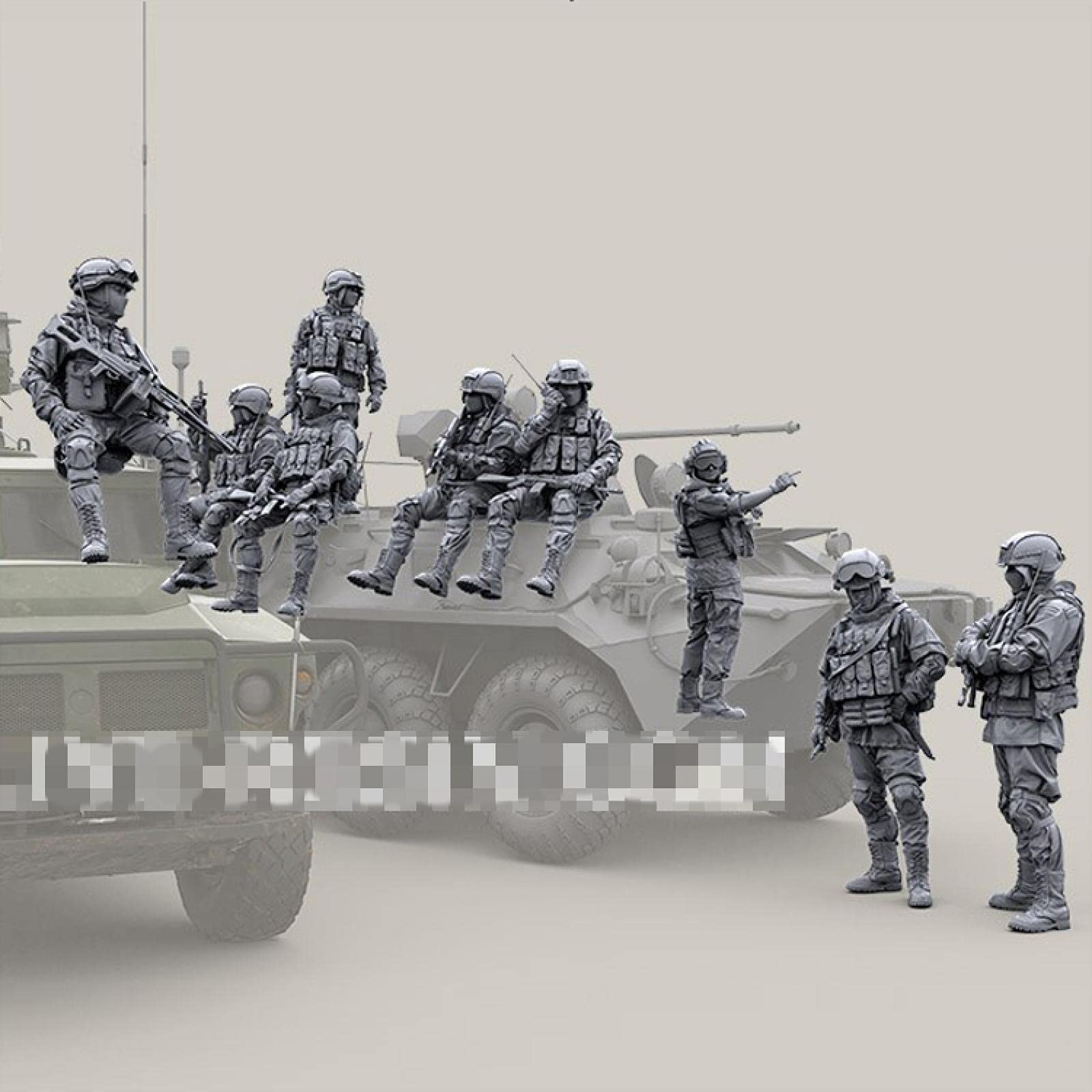Splindg 1/35 Resin Soldier Model Russian Special Forces Commando Resin Model Kit (9 Person, No Car) Unassembled and Unpainted Micro Kit // K14570