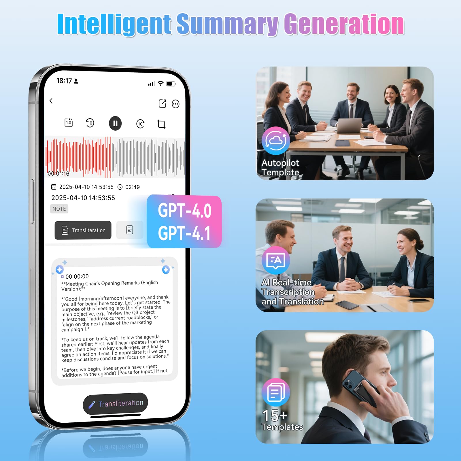 Registratore Vocale AI Tascabile 118+ Lingue Trascrizione & Traduzione in Tempo Reale 64GB Registratore Audio Digitale con Convertitore Testo Sintesi Intelligente per Appunti Riunioni