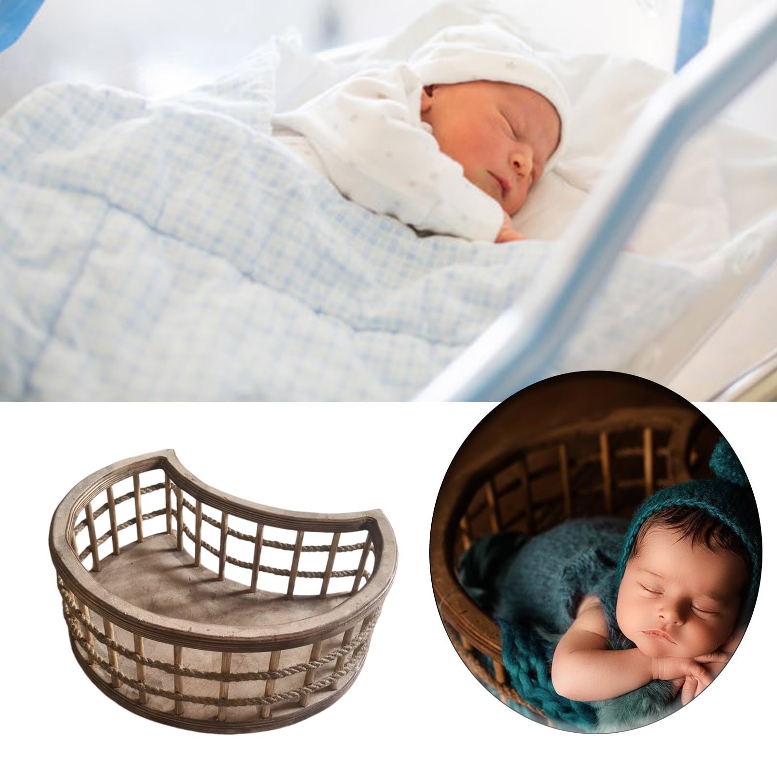 Cestino in legno retrò per fotografia infantile neonato puntelli foto letto multifunzionale fotografia sedia accessori regalo bambino ragazze ragazzo foto accessorio