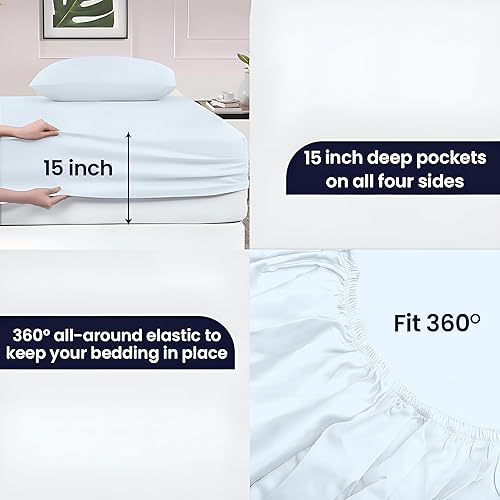 Miniatura 5 de SGI bedding - Juego de sábanas de lujo tamaño RV King 100 % algodón egipcio suave, colección clásica, para colchón RV King de 72x80 pulgadas, color