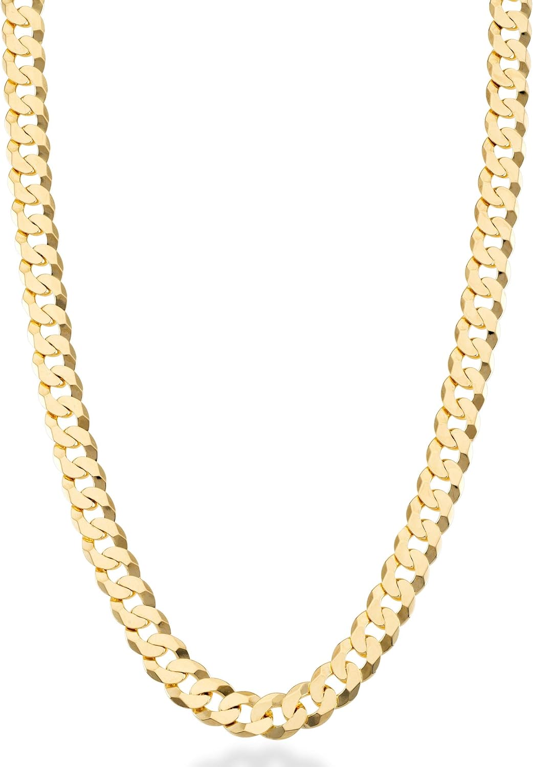 Miabella Italian 18K Gold Plated 925 Sterling Silver 7mm Cuban Link Curb Chain Necklace for Men Women, Made in Italy