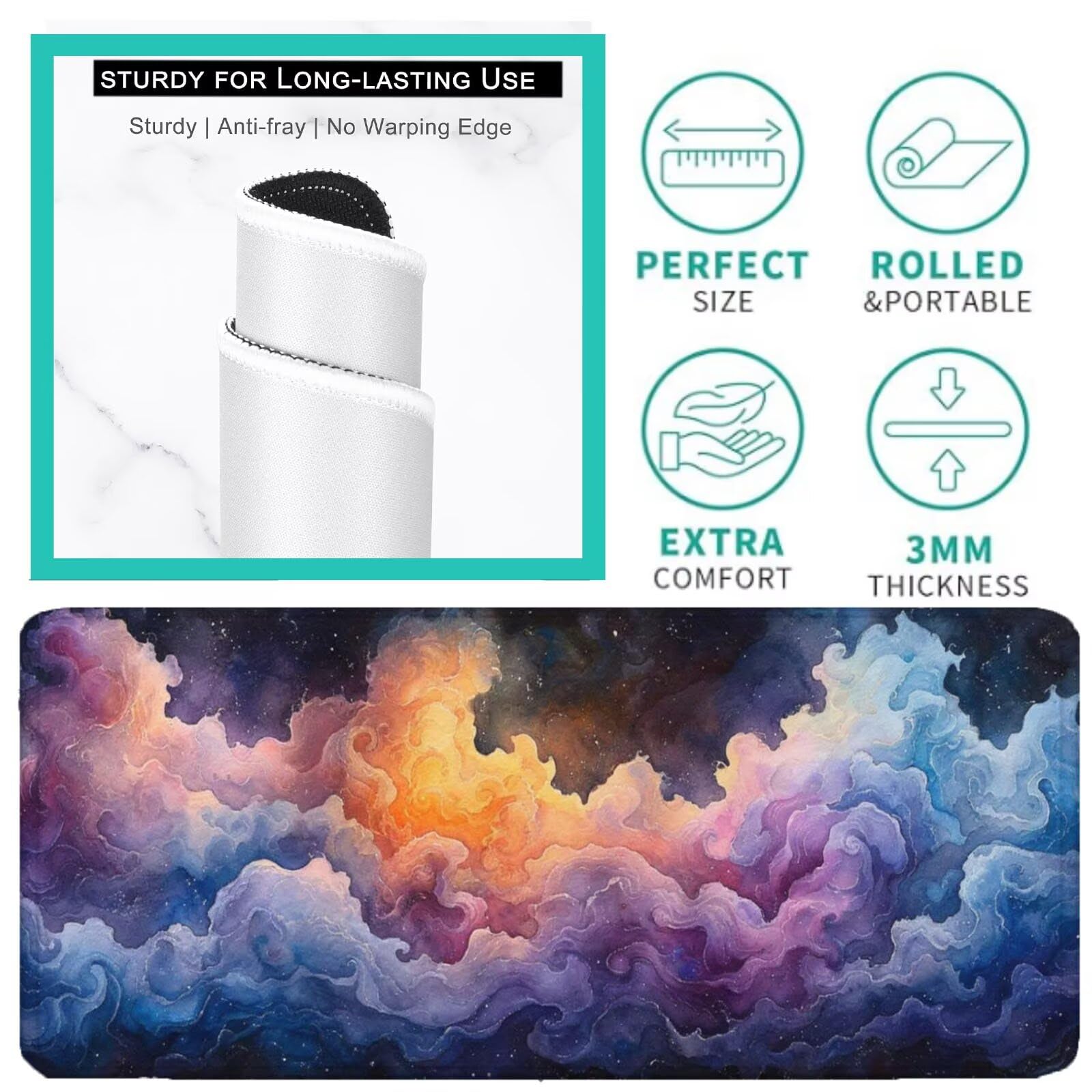 Podkładka pod mysz XXL 1600 x 800 mm kolor pomarańczowy podkładka pod mysz granatowa mata podkładka pod mysz do gier antypoślizgowa gumowa podstawa zszyte krawędzie akcesoria biurowe do gier do biura