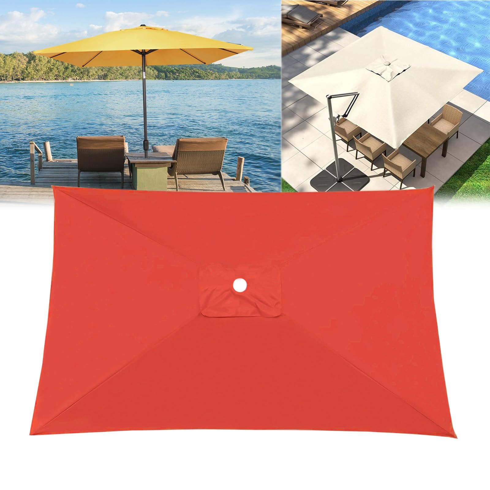 Parasol De Terrasse Rectangulaire, Auvent De Remplacement Pour Parapluie, 300x200 200x200 300x300cm Tissu Toile De Rechange Pour Déporté Parasol, Carré Housse De Marché Imperméable Durable(Red,300X200