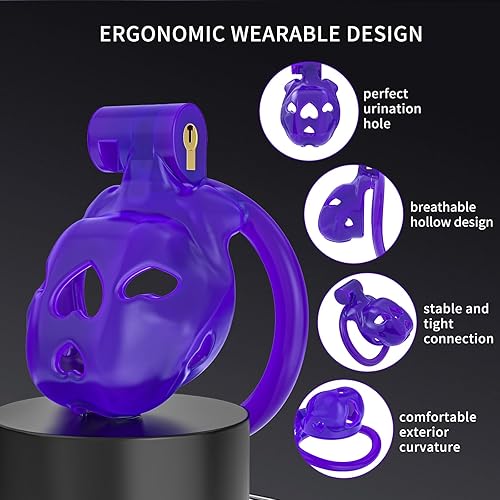 Miniatura 14 de FYJENNICC Love 1.0 - Jaula de castidad – Dispositivo de castidad masculina de resina ligera con bloqueo invisible, equipo de bondage para hombres