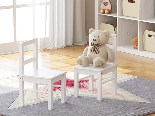 Miniatura 2 de UTEX Par de sillas de madera para niños para jugar o actividad, juego de 2, color blanco