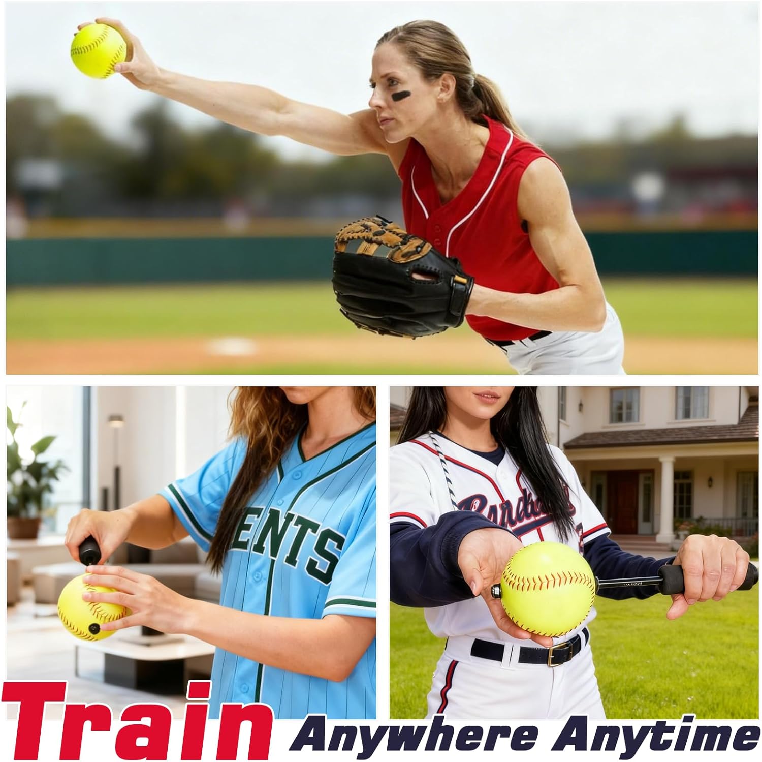 Softball Pitching Tools - 12 Inch Finger Strength & Spin Control Practice Softball Pitching Trainer, Portable Training Aid for Fastpitch & Slowpitch Players