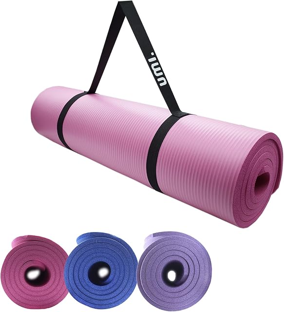 Amazon Brand- Umi Yoga Mat for Women and Men- Non Slip Yoga Mat with Carry Strap Included, NBR - 183 cm x 61 cm x 1cm Thick Exercise Mat Ideal for Yoga, Pilates, HiiT, Meditation and Gymnastics