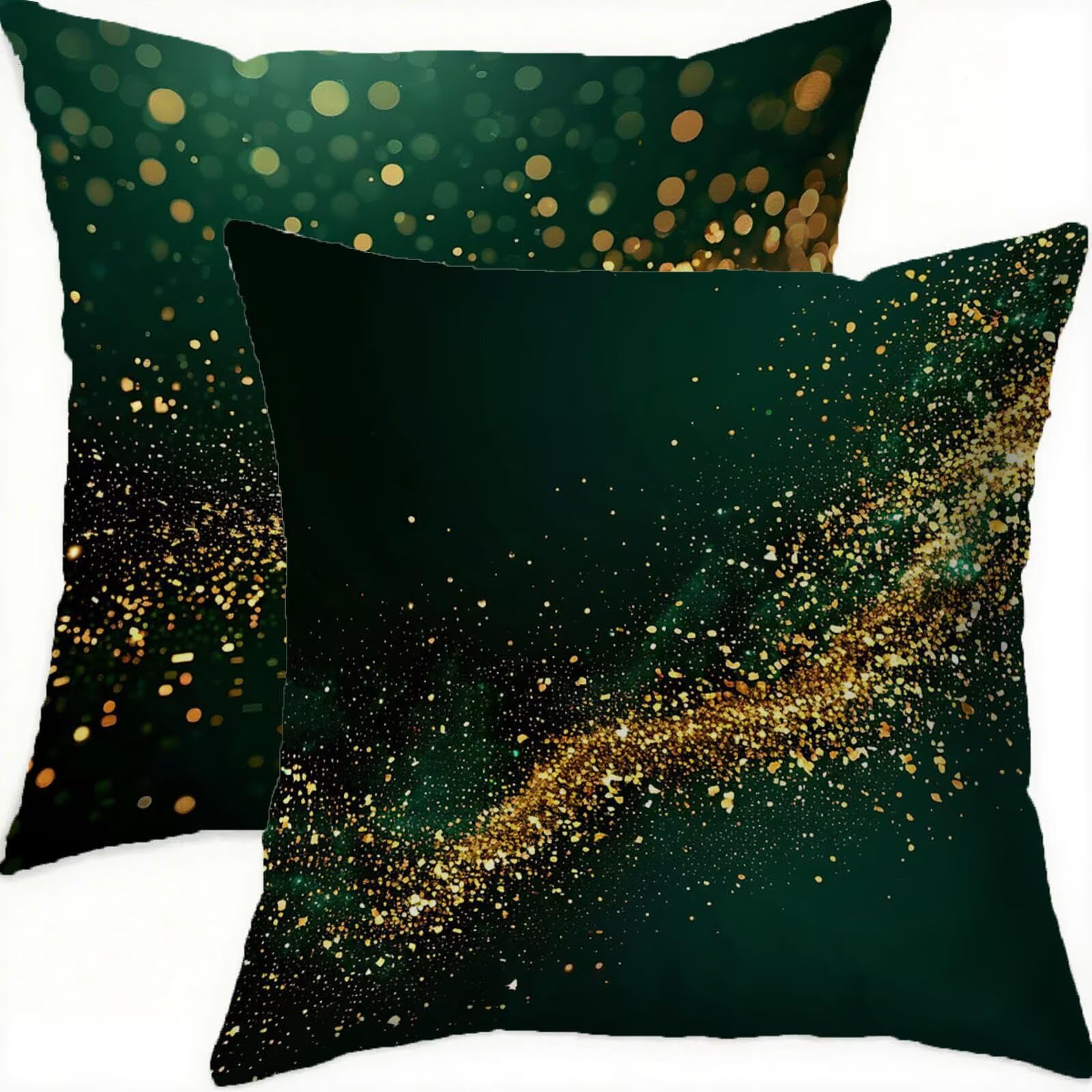 Housse coussin 60x60cm imperméable en velours vert avec zip invisible