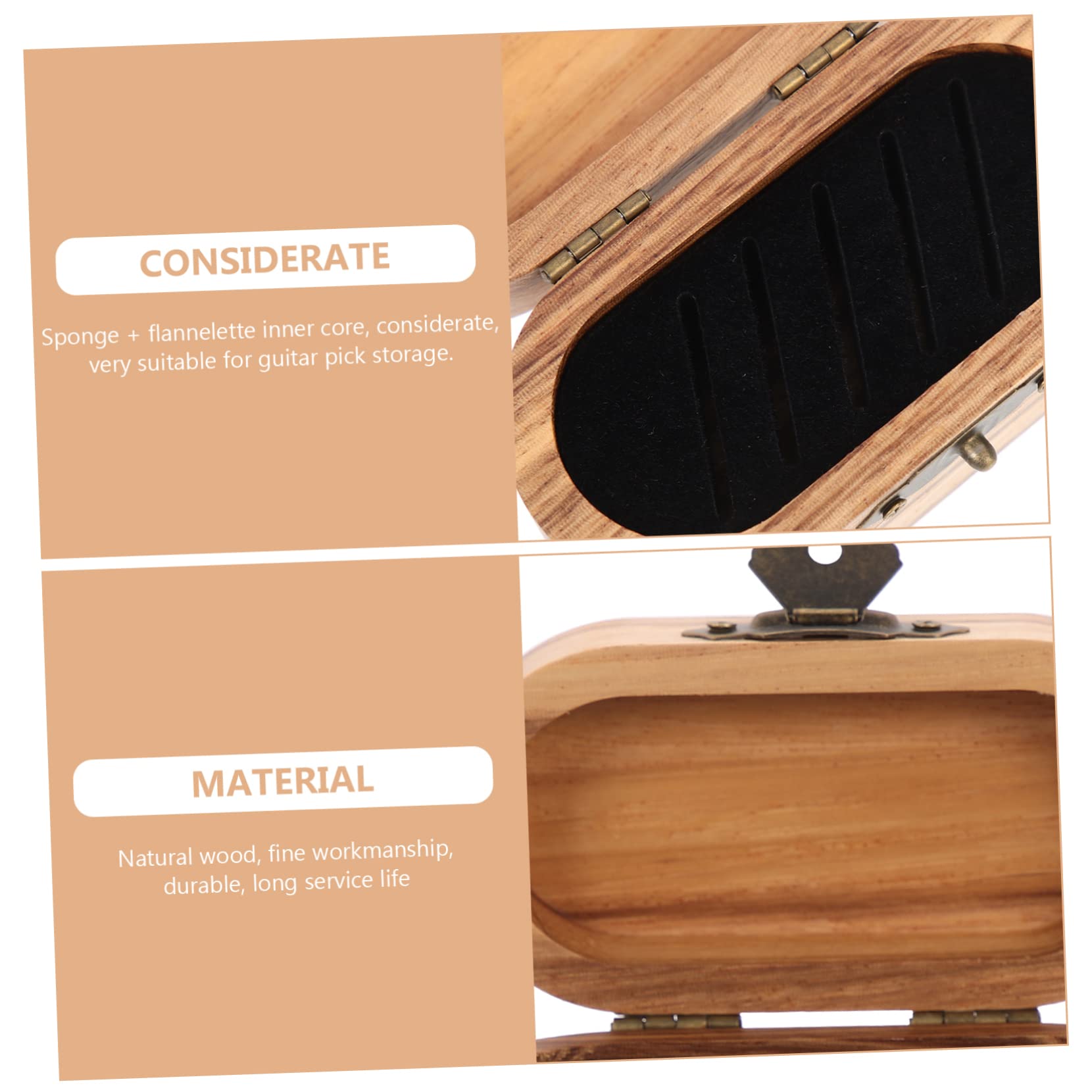 Cabilock Caja De 3 Piezas Caja De Madera para Púa De Guitarra Soporte para Púas De Guitarra De Diseño Retro De Guitarra Caso De Púas De Guitarra Bajo Palanca Antiguo Franela
