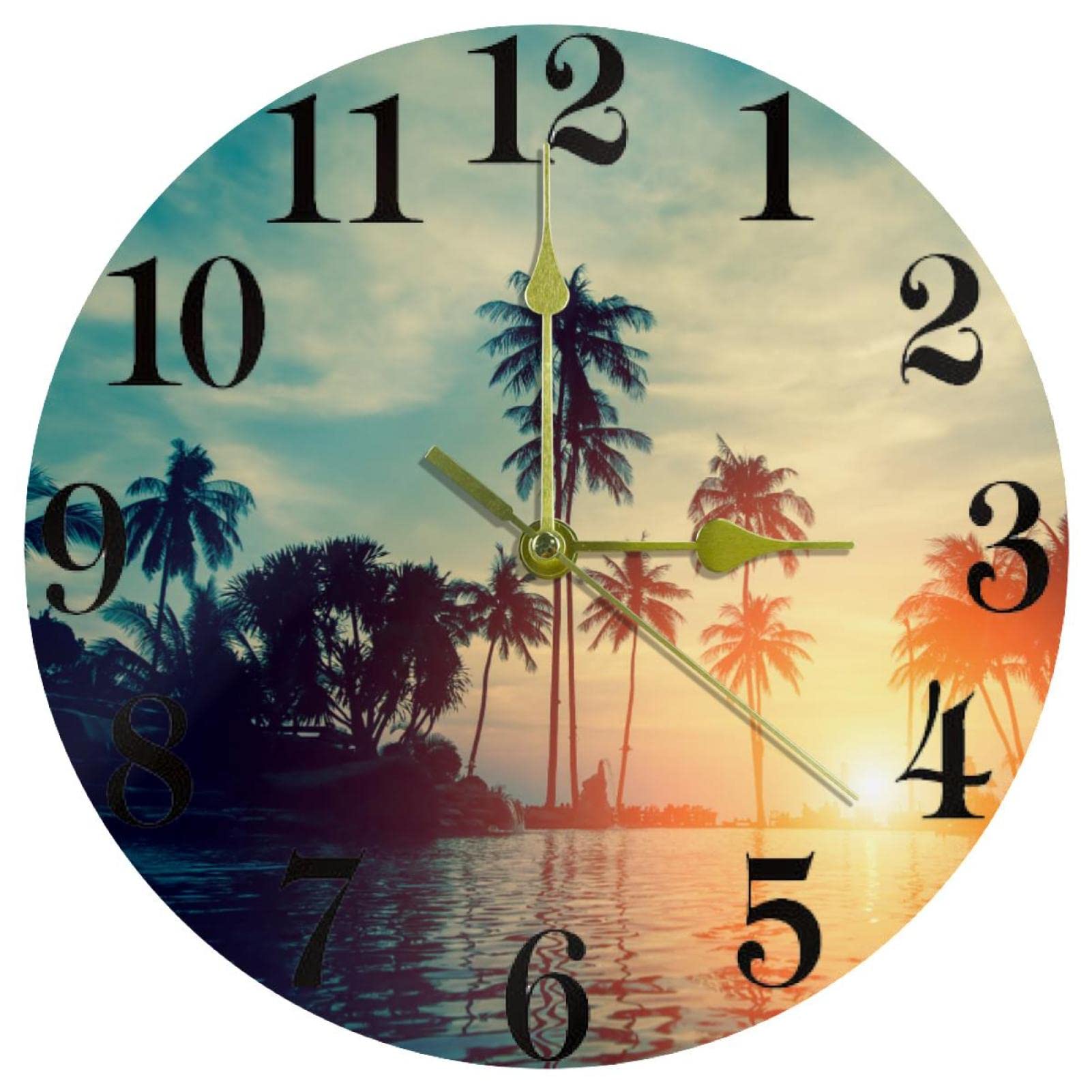 Horloge murale au coucher du soleil silencieuse sans tic-tac pour mieux dormir