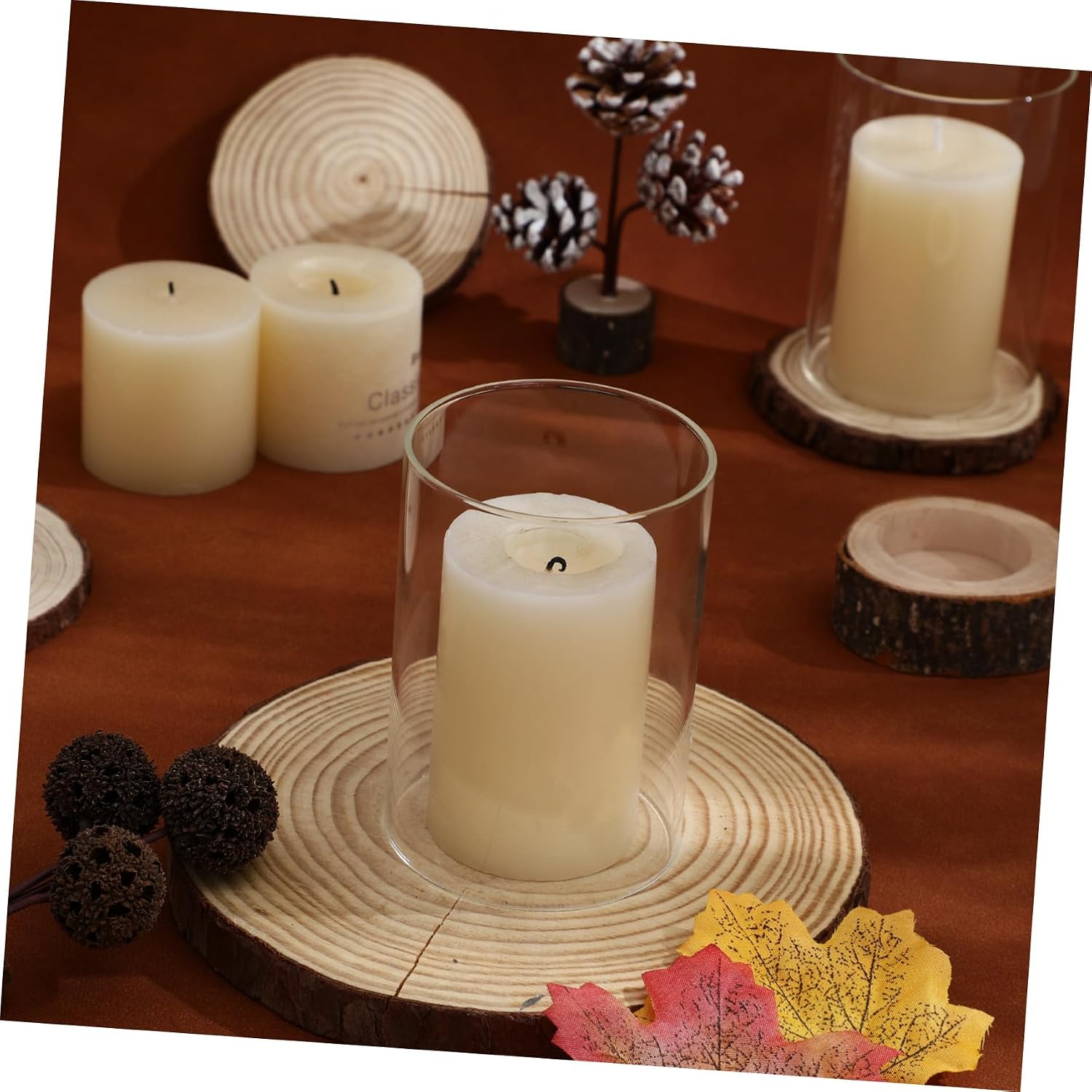 Glass Candle Holder Shade 7x10cm Small Pillar Candle Tube for Home Décor and Indoor Use