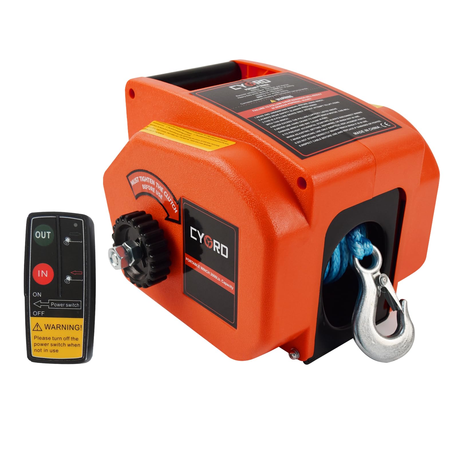 Portable Trailer Winch 3500lbs Orange