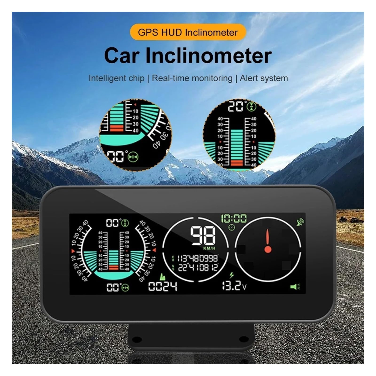 Velocímetro GPS, Accesorios Todoterreno, Pantalla HUD Head Up For Coche, Alarma De Exceso De Velocidad M60, Medidor Digital De Pendiente De Velocidad, Brújula, Inclinómetro para todos los vehículos