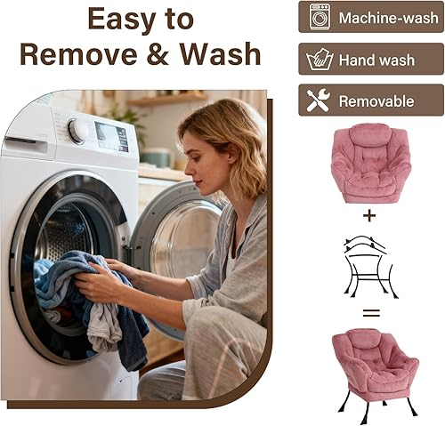 Miniatura 174 de Welnow Silla Lazy con otomana, moderna silla de descanso con reposabrazos y un bolsillo lateral, sillón para sofá de ocio, sillón de lectura