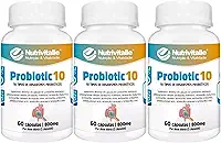 Probiotic 10 800 mg 60 Cápsulas Nutrivitalle Kit 3 Unidades