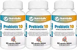 Probiotic 10 800 mg 60 Cápsulas Nutrivitalle Kit 3 Unidades