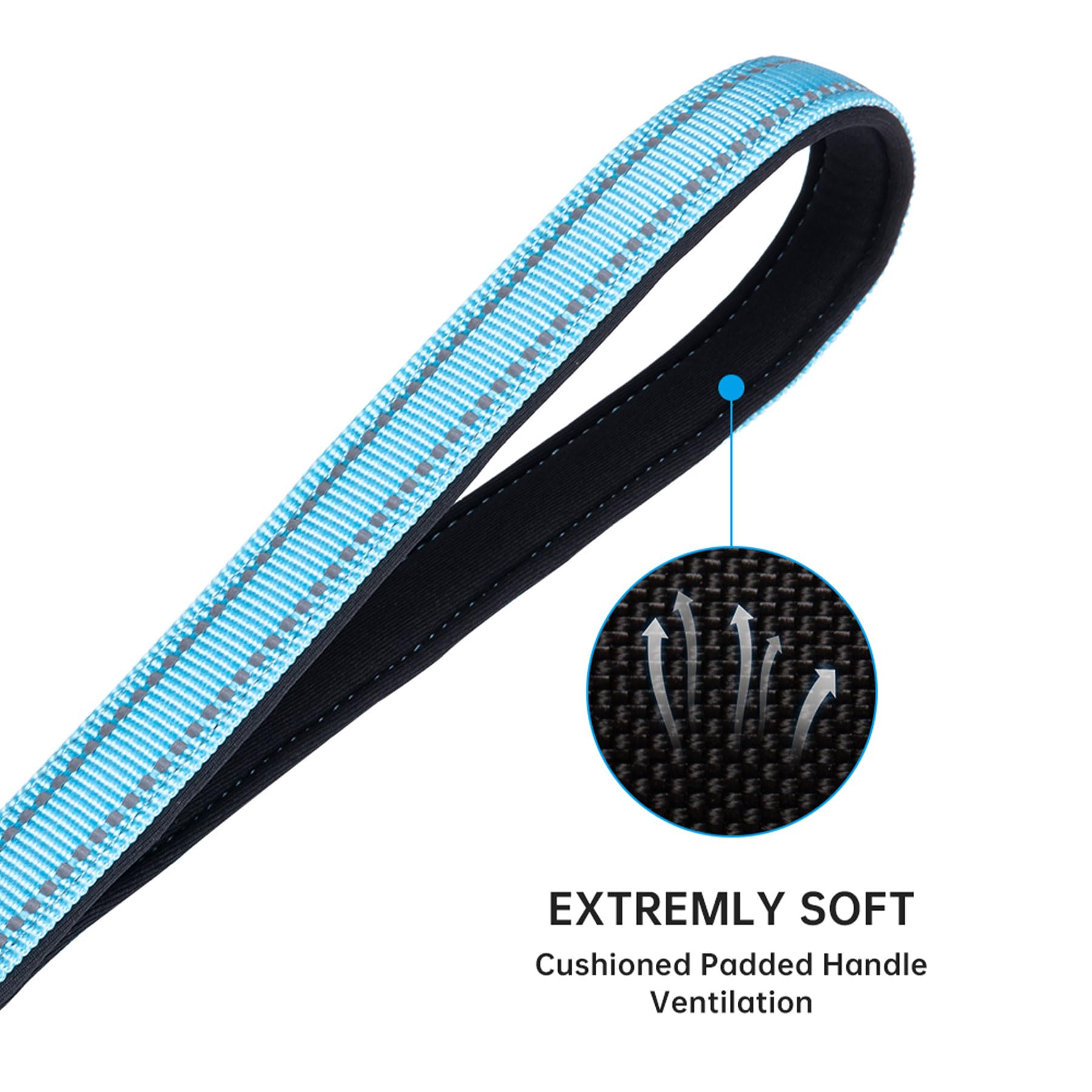 EXCELLENT ELITE SPANKER Guinzaglio doppio riflettente per cani doppio guinzaglio per cani 5 m multiplo con manico imbottito per due cani che camminano addestramento (azzurro)