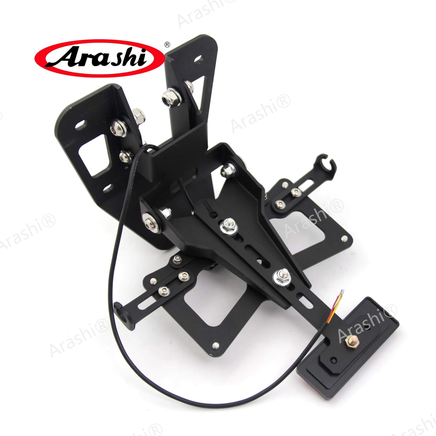 Arashi License Plate Frames Support Holder for Yamaha YZF R3 R25 2014-2016, Motorcycle Accessories Parts Include LED Running Light Black