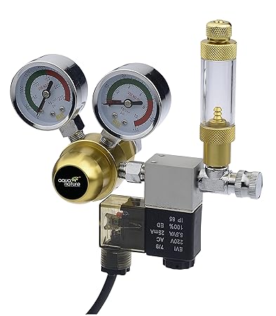 AquaNature Steel Dual Guage Co2 Regulator with Solvonoid Valve + Bubble Counter for Aquarium (Yellow)