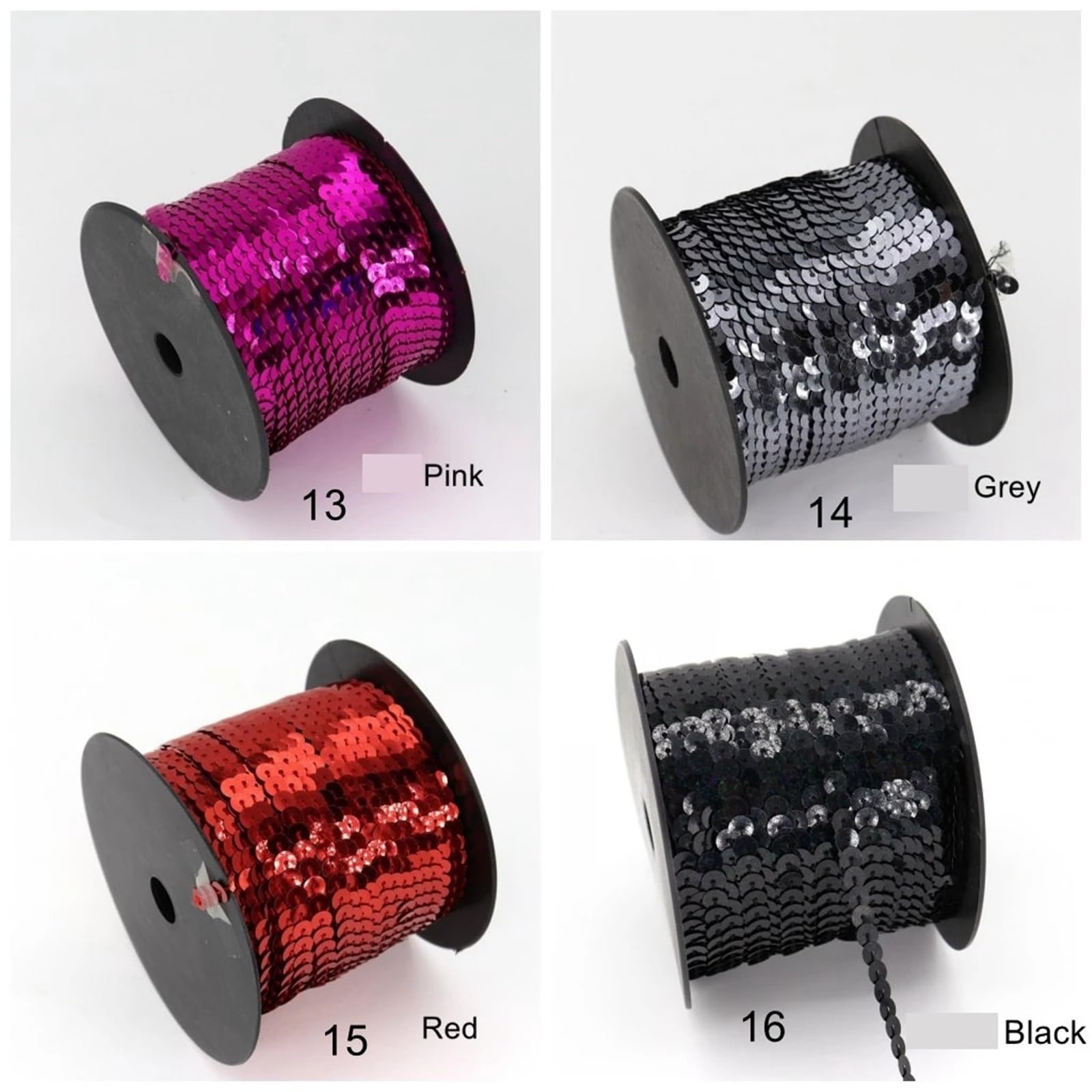 Lamówki cekinowe do szycia Cekinowa wstążka z cekinami 6 mm okrągła, wiele rozmiarów(13 Pink,100 Yards)