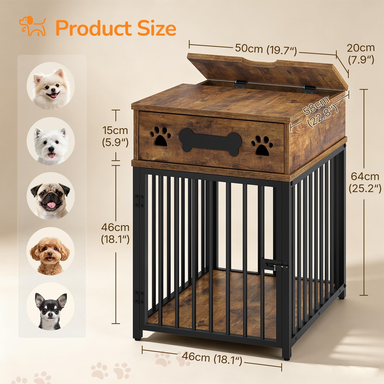 YATINEY Muebles de jaula para perros, caseta interior para perros pequeños