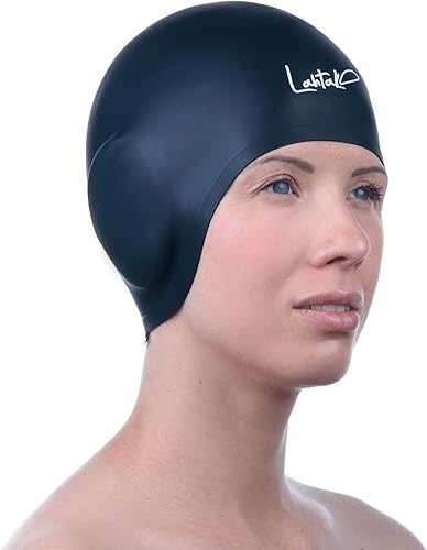 Miniatura 25 de Gorras de natación 3D – Gorra de natación con protección para los oídos para mujeres y hombres – Silicona, impermeable – Se adapta a cabello largo