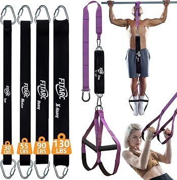 مجموعة فرق المساعدة Fitarc Pull Up، حزام المساعدة للسحب مع المقبض، 14 مستوى من المساعدة يصل إلى 300 رطل