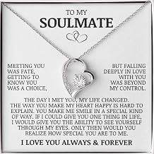 To My Soulmate, Meeting You Was Fate - Forever Love Necklace, Anniversary Present for Wife, Best Birthday Gift, Gift for Fiancee, Gift for Girlfriend, Romantic Jewelry Message Card for Future Wife