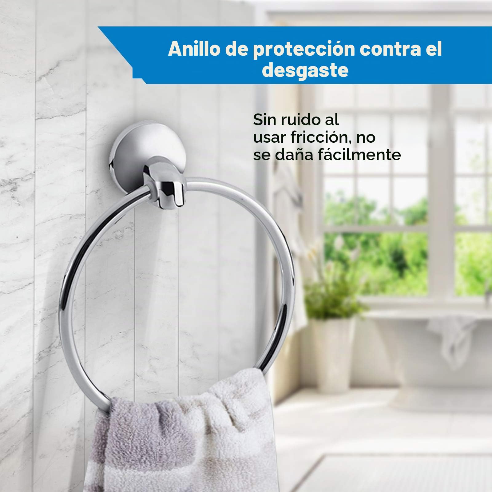 Ejoyous Juego de baño de 6 Piezas: toallero, portarrollos, jabonera, Gancho y portacepillos de Dientes, Zinc Cromado + Vidrio Esmerilado, Moderno, Plateado