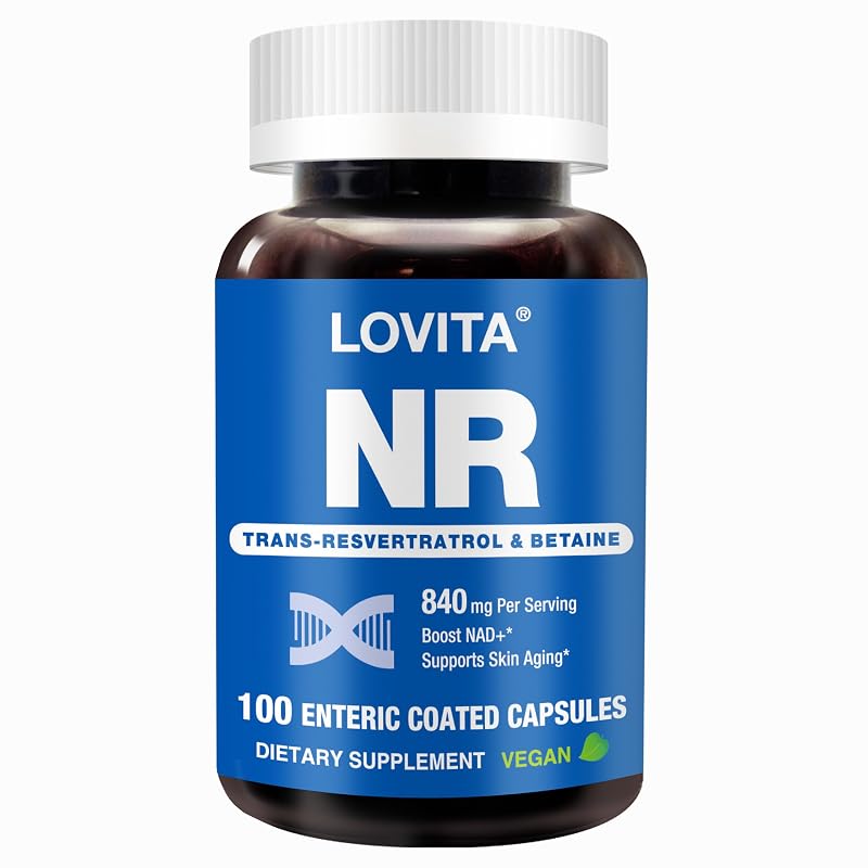LOVITA Suplemento de NR (ribosídeo de nicotinamida) 840 mg, 100 cápsulas veganas com revestimento entérico