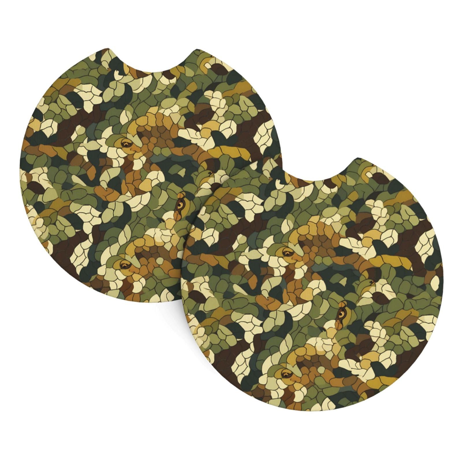 Snake Wallpaper Printed Two Sets of Anti Slip and Waterproof Beverage mats for General Purpose car Coasters