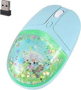 Cute Wireless Mouse,Quicksand Dog Animal Rechargeable RGB Backlit Soundless Mice,Bluetooth & 2.4G Wireless Dual Mode Gaming Kawaii Cartoon Mouse with USB Receiver for Computer/Laptop/Desktop/PC(green)