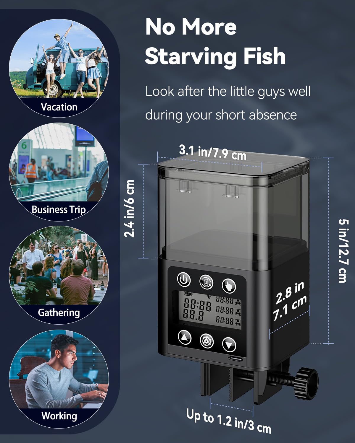 Pawfly Automatic Aquarium Feeder, USB Rechargeable 320 mL Auto Food Dispenser with Timer, Adjustable Vacation Feeder for Pellets, Granules and Powder - image 8