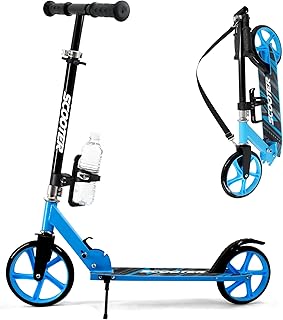 Scooter for Kids Ages 6+, Teens & Adults, Max Load 240 LBS, Foldable Kick Scooter with 8-inch Big Wheels, Kickstand, 3 Adjustable Levels, Rear Brake,