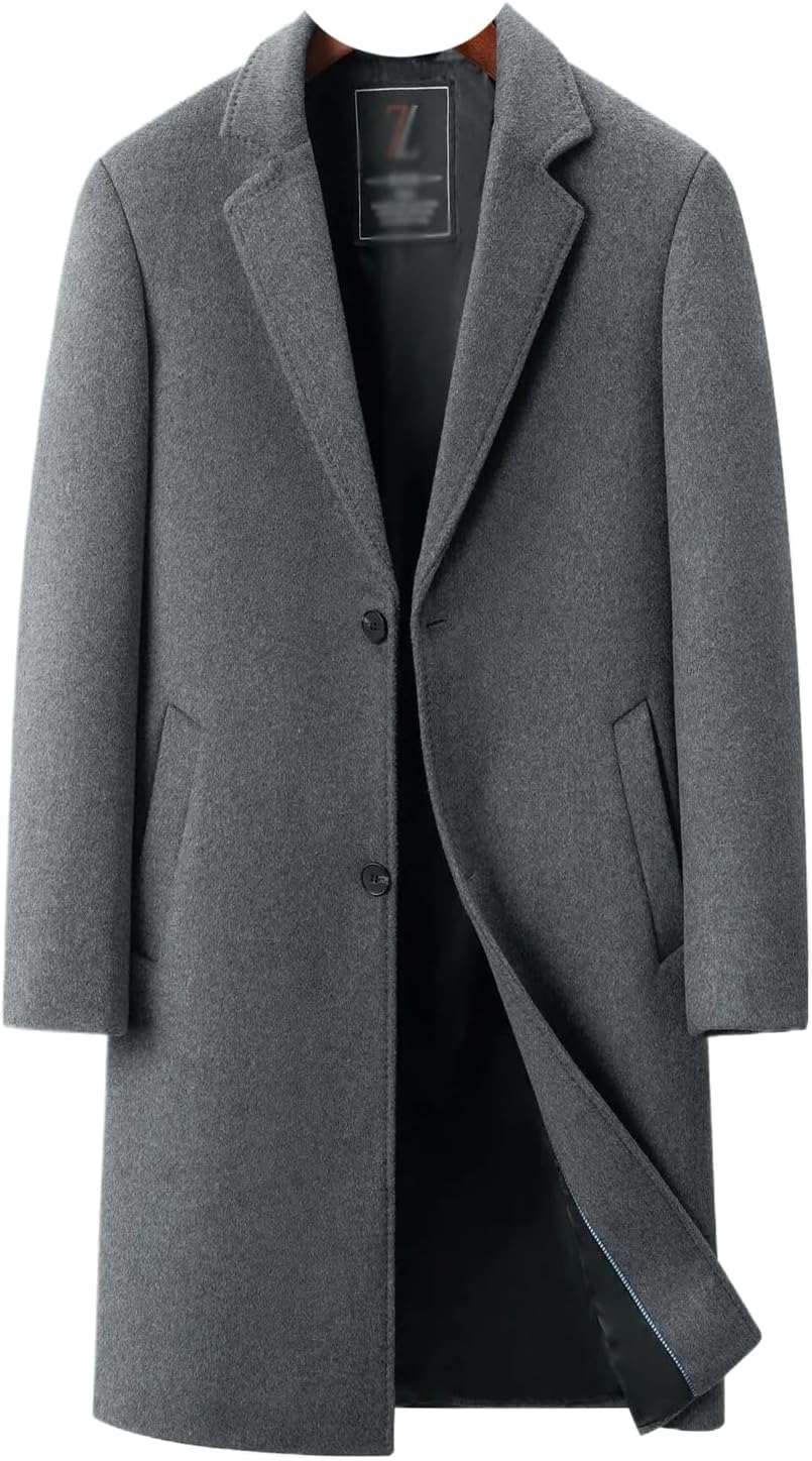 Men Business Casual Wool Trench Coats Overcoats Woolen Blends Long Jackets