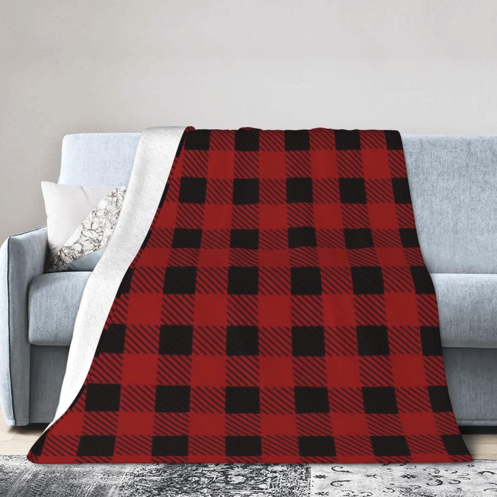 ERTDFXCV Plaid Christmas Blanket 60"x50"