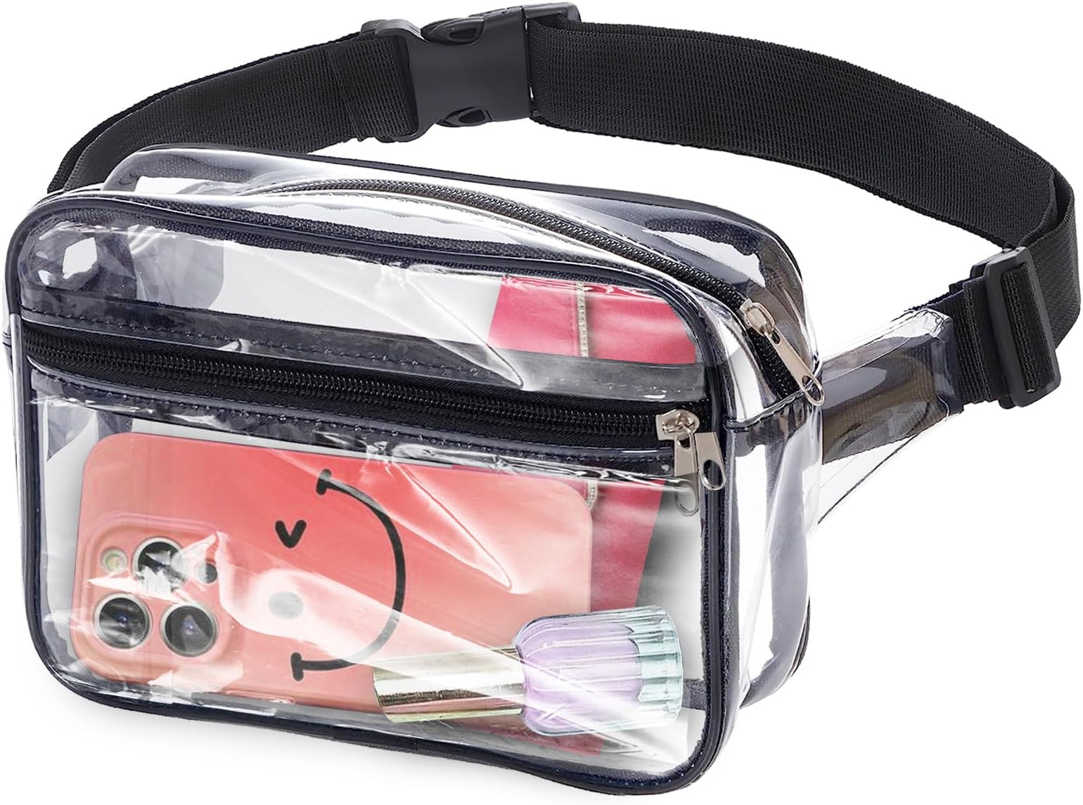 Smilelife Clear Fanny Pack Stadium Approved Waist Bag Transparent Chest Crossbody Bag for Concert Travel Sports Music Festival, Waist Bag-B, Clear Bag
