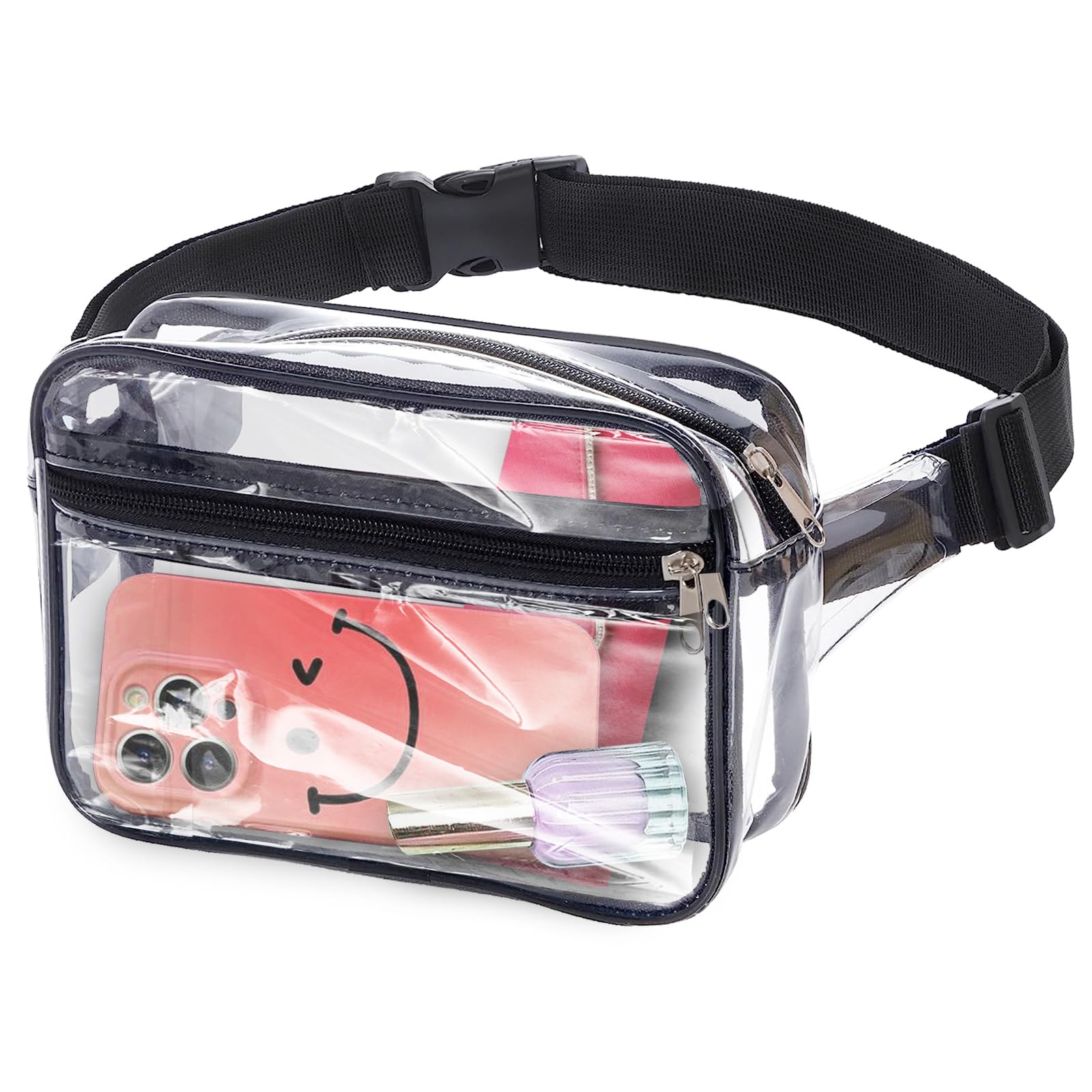 Smilelife Clear Fanny Pack Stadium Approved Waist Bag Transparent Chest Crossbody Bag for Concert Travel Sports Music Festival, Waist Bag-B, Clear Bag
