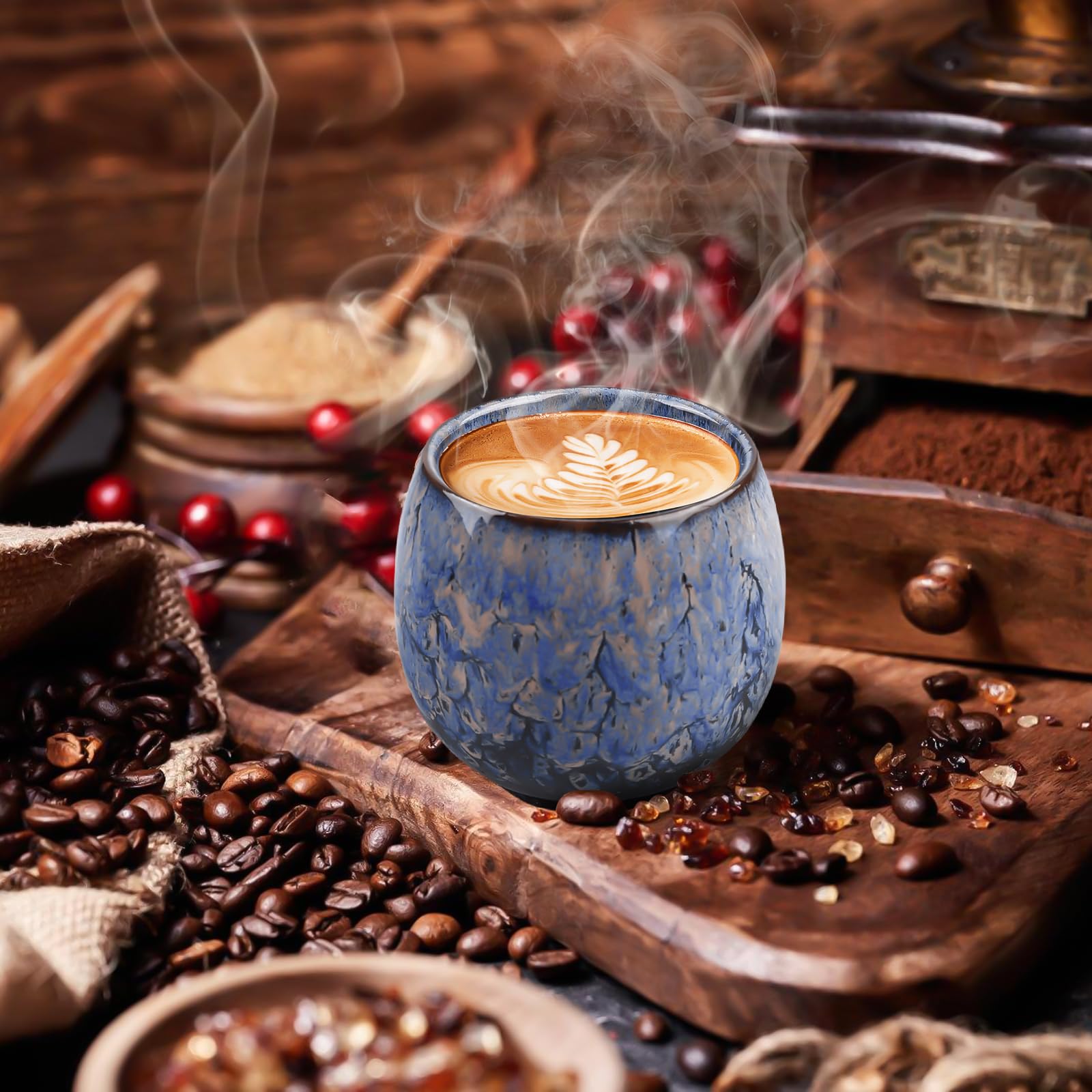 5 Stück Espressotassen Set, 110ml Espresso Tassen Set, Hochwertige Tassen aus Steingut, Espressotassen Dickwandig, EspressotassenSteingut für Espresso,Mokka,Macchiato, Tee Küche, Haushalt & Wohnen
