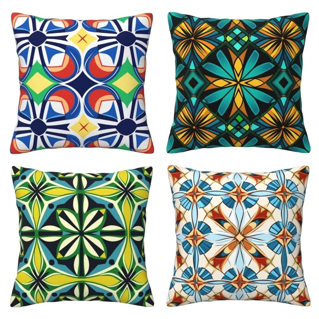 Cuscini per Divano Bohémien, Etnico Federe Cuscini Divano 60x60cm Cuscino Divano, Cuscini Letto Decorativi Copricuscino Divano, per Cuscini Home Room Divano Soggiorno Sedia Letto Decor, 4 Pezzi X499