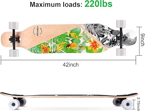 Miniatura 4 de Slendor - patineta longboard de madera de arce (42.0in), para freestyle, curvatura cóncava