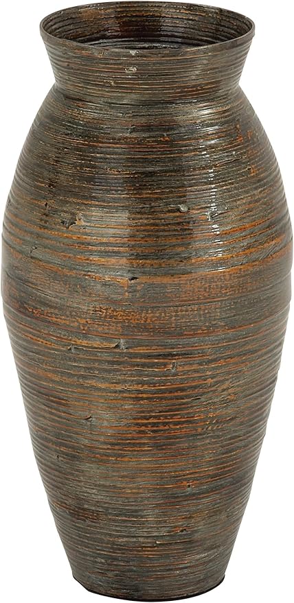 Deco 79 Imports 48995 Beautiful Lacquer Bamboo Vase Brown 9"D x 9"W x 20"H