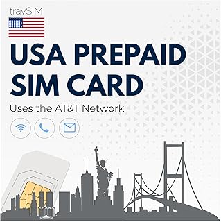 travSIM USA SIM Card | Uses the AT&T Network | 50GB mobile data at 4G/5G speeds | SIM card for USA has unlimited national calls & texts | USA SIM Card 30 days