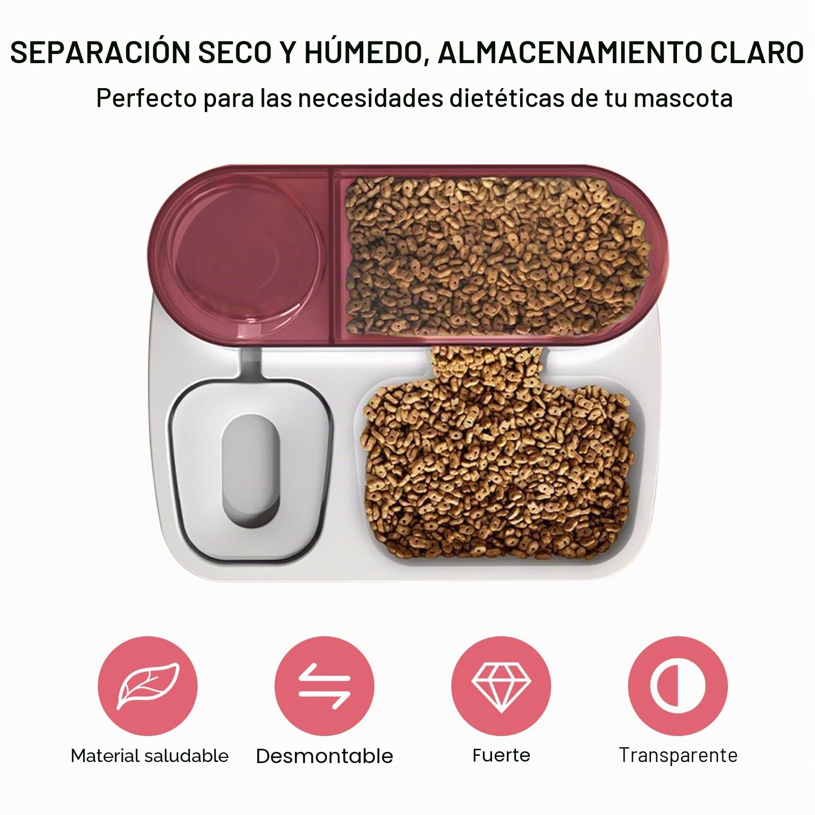 Juego de dispensador automático de comida y agua 2 en 1 para gatos, comedero para gatos y dispensador de agua para perros pequeños, cachorros, gatos, mascotas (rosa)