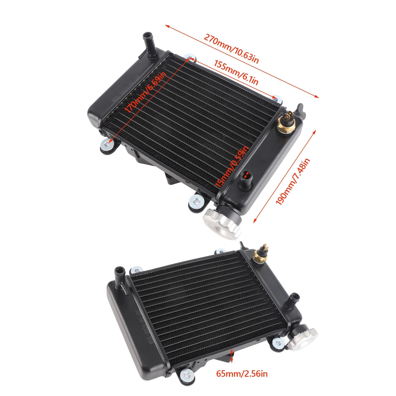 Enfriador del Radiador Enfriado por Agua, Ventilador de Radiador de 270 mm para Pit Quad Dirt ATV