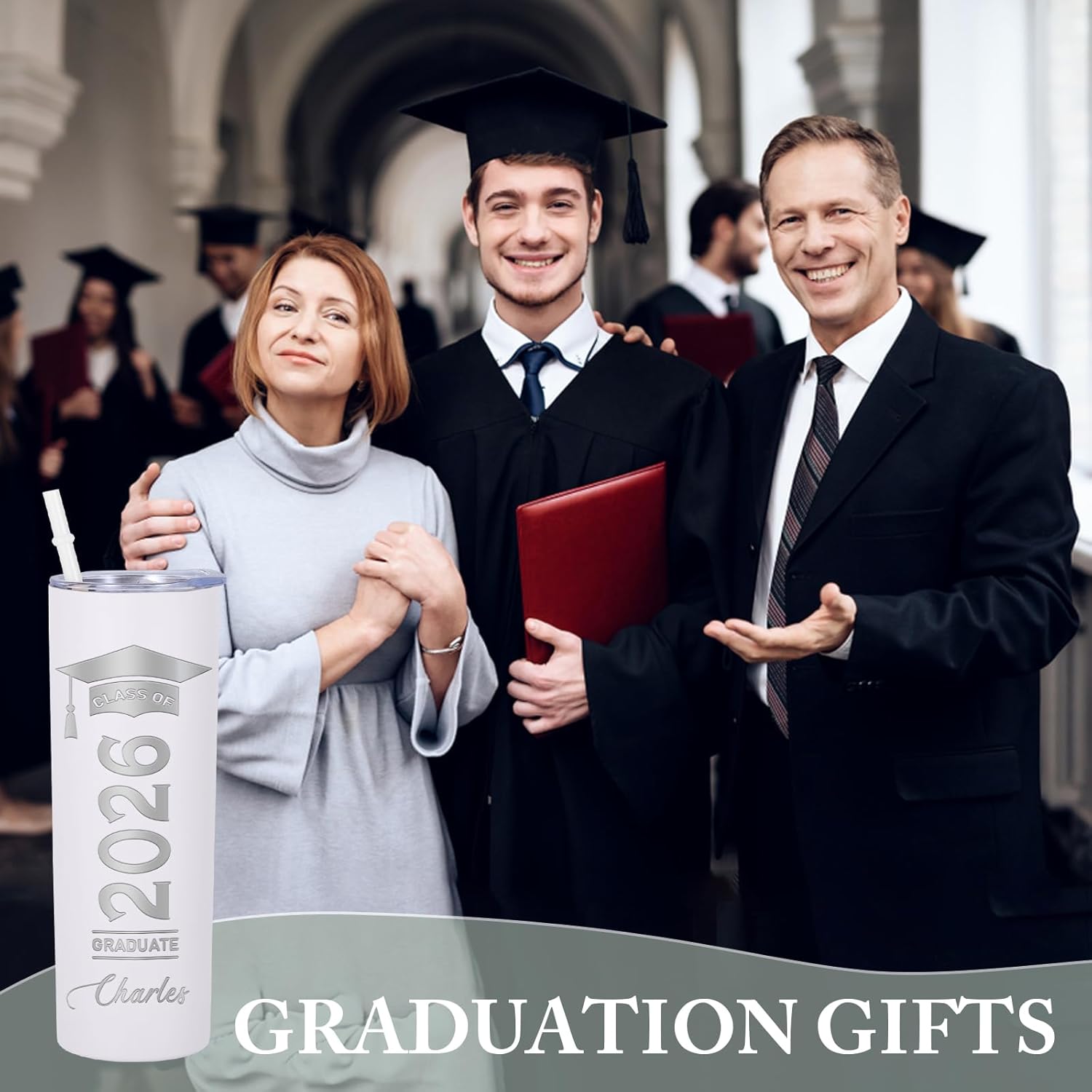 Custom Graduation Tumbler Gifts for Him Her, Personalized Skinny Tumbler with Lid and Straws, Class of 2026 Gifts for Women Men, Graduation Cups Gift for Son Daughter, 20 oz Stainless Steel Tumbler - Image 6