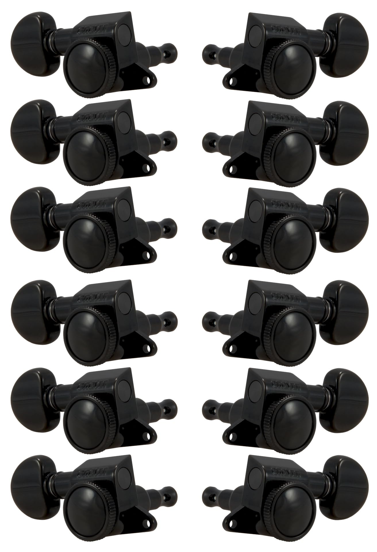 Grover 505BC12 - Mini rotomatics con blocco rotomatico, 12 corde, 6 + 6, nero cromato