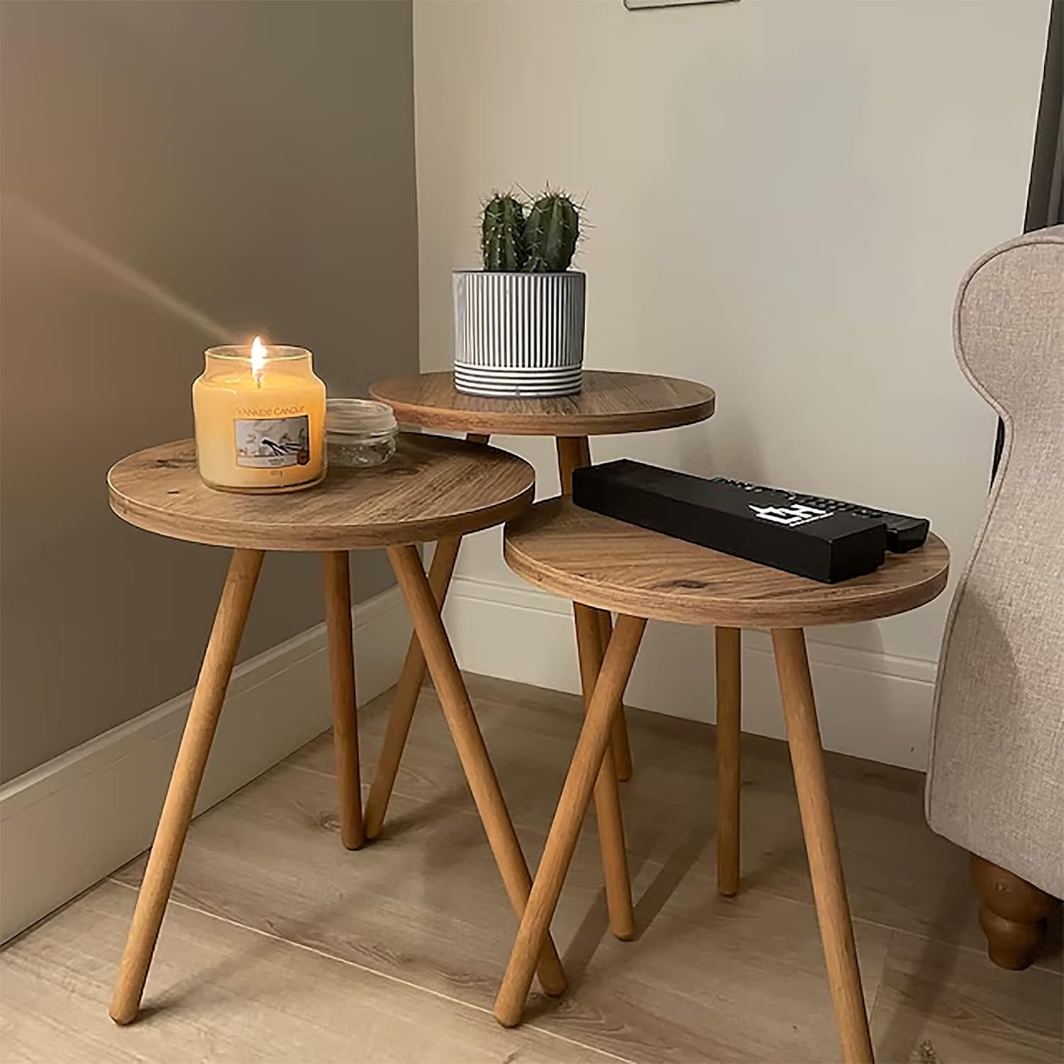 Coffee Table 3 Piece Set, Coffee Table Set, Side Table End Table Small Coffee Table (Round